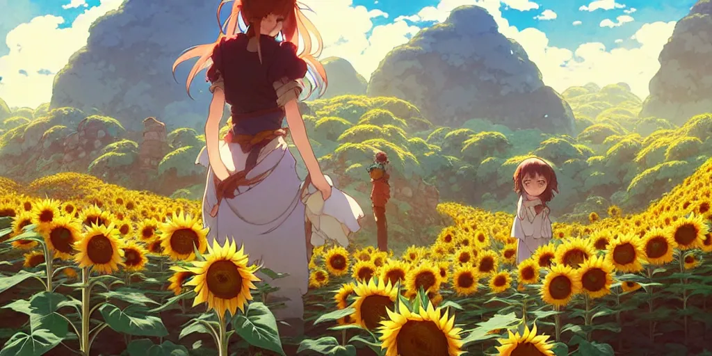 Anime Girls in a Wildflower Field 8k Graphic · Creative Fabrica