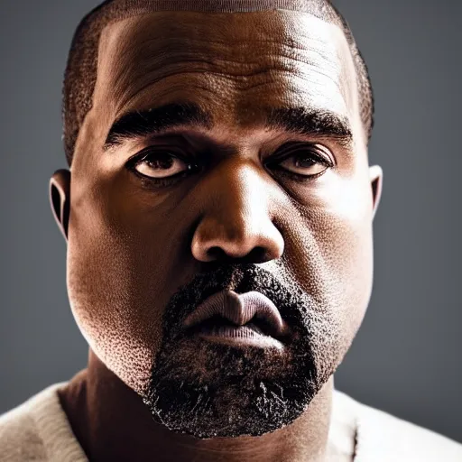 Image similar to the face of older kanye west at 5 0 years old, portrait by julia cameron, chiaroscuro lighting, shallow depth of field, 8 0 mm, f 1. 8