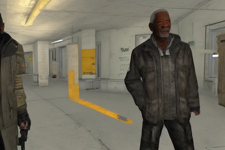 Image similar to morgan freeman in half life 2