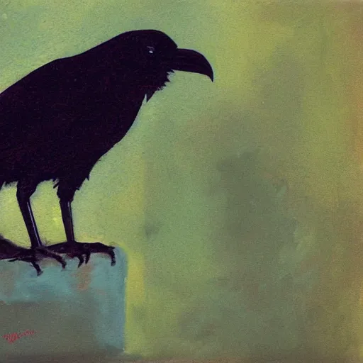 Image similar to a raven painting a self portrait
