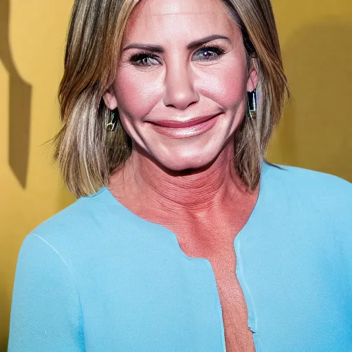 Image similar to old jennifer anniston and courtney cox actress at age 9 0 years old, color ( sony a 7 r iv, symmetric balance, polarizing filter, photolab, lightroom, 4 k, dolby vision, photography award ), vogue, perfect face