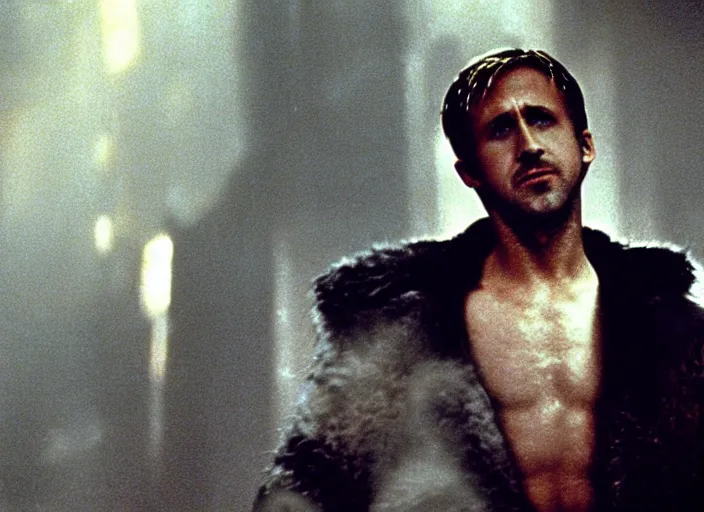 Image similar to film still of Ryan Gosling as Decker in Blade Runner 1982