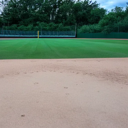 Prompt: deserted baseball field before a storm