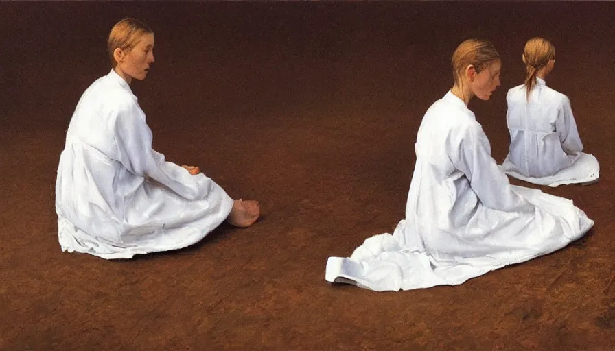 Prompt: painting by borremans, astral portal, detailed, stunning