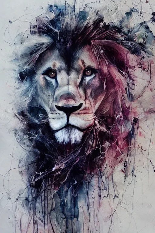 Prompt: lion, agnes cecile, beautiful