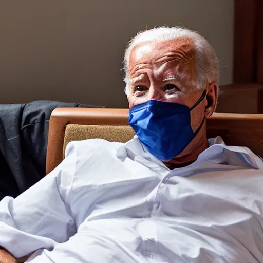 Prompt: photo of joe biden in hospice bed