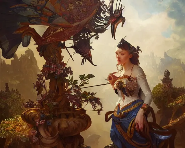 Image similar to photography of jan van kessel the elder, deep focus, d & d, fantasy, intricate, elegant, highly detailed, digital painting, artstation, concept art, matte, sharp focus, illustration, hearthstone, art by artgerm and greg rutkowski and alphonse mucha