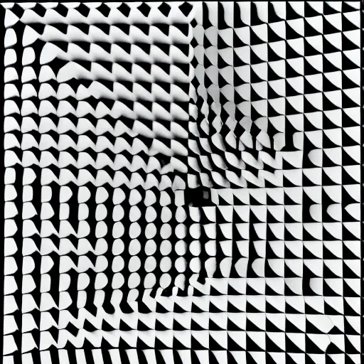 Image similar to a black and white abstract background with squares, a raytraced image by victor vasarely, behance, op art, tesseract, quantum wavetracing, ambient occlusion