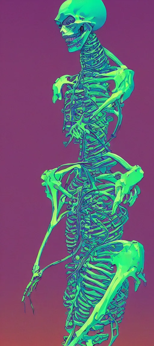 Prompt: a colorful vibrant closeup portrait of a cyber skeleton king, green energy, aesthetic face dreamy vibes and dreaming psychedelic, by kawase hasui, moebius, edward hopper and james gilleard, zdzislaw beksinski, steven outram colorful flat surreal design, hd, 8 k, artstation