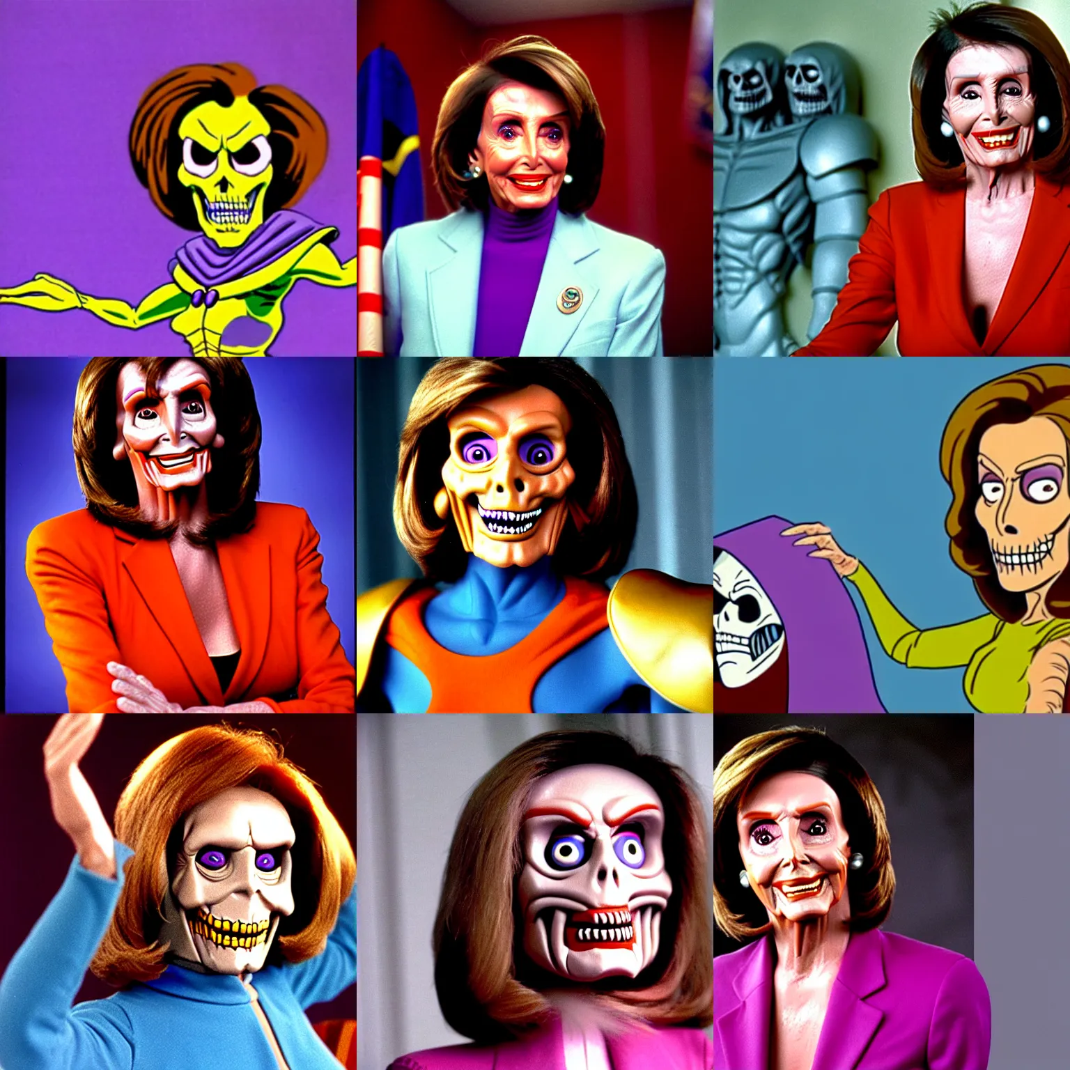 Prompt: nancy pelosi as skeletor in he - man and the masters of the universe, animated series, cartoon, 1 9 8 5