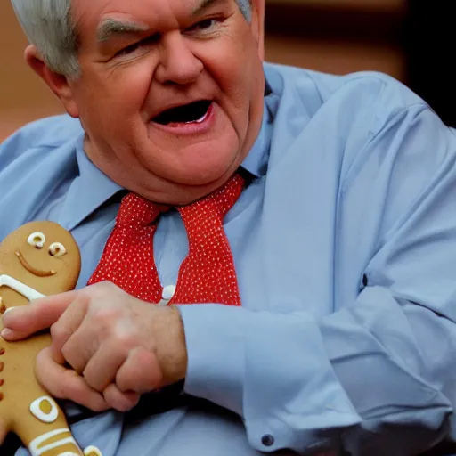 Prompt: newt gingrich as gingerbread man, cute, delicious, realistic, 8 k