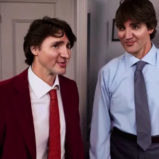 Prompt: A still of Justin Trudeau in Dumb and Dumber, realistic