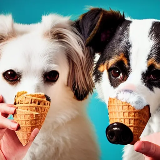 Image similar to dogs eating ice cream