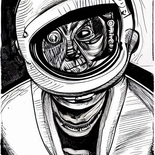 Prompt: graphic illustration, creative design, a magician astronaut, biopunk, francis bacon, highly detailed, hunter s thompson, concept art