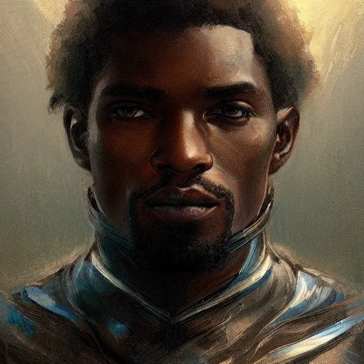 Image similar to portrait of slave knight alphonso, elegant, intricate, headshot, highly detailed, digital painting, artstation, concept art, sharp focus, illustration, art by artgerm and greg rutkowski and alphonse mucha