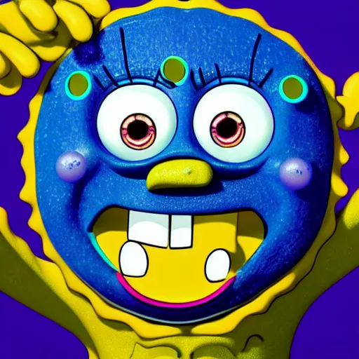 Prompt: ultrarealistic spongebob with fine skin details, pores, and vellus hairs