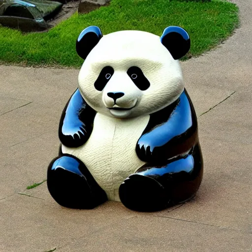 Image similar to giant panda chrome statue