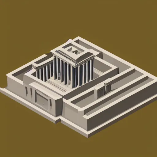 Image similar to low poly isometric version of the temple at petra,