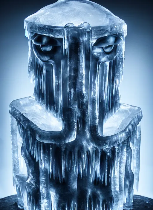 Prompt: ice sculpture by h. r. giger, victoria frances, cinematic lighting, specular highlights,