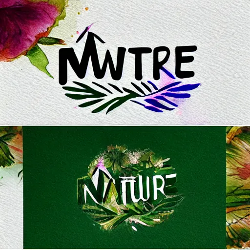 Prompt: watercolor nature logo on white background