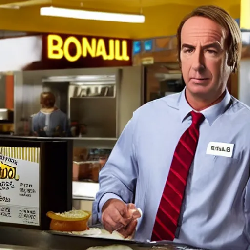 Prompt: saul goodman working at cinnabon, better call saul, 8 k