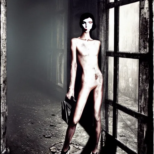 Image similar to supermodel in silent hill, steven meisel photography