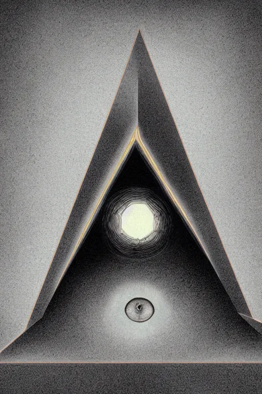 Prompt: portrait of triangle shaped head with single centered giant diamond eye, in the style of Greg Broadmore and Arthur Rackham,trending on artstation, light lighting side view,digital art,surrealism ,macro,blueprint ,vaporwave ,