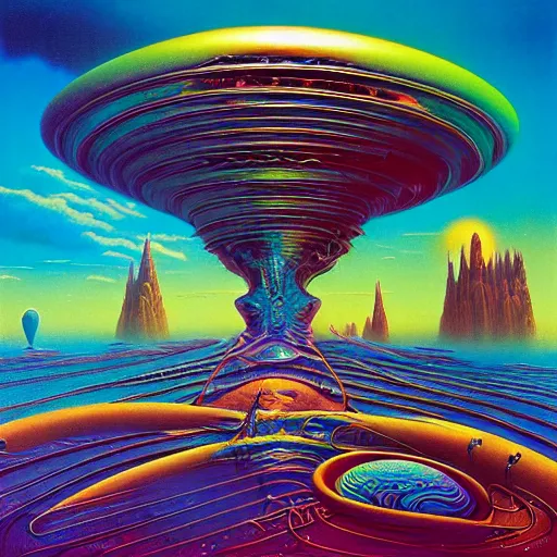 Prompt: Progressive Metal album cover in the style of Bruce Pennington and kenny scharf and mark arian, realistic, insanely detailed, soft, smooth, airbrush, play-doh, wet, slimy