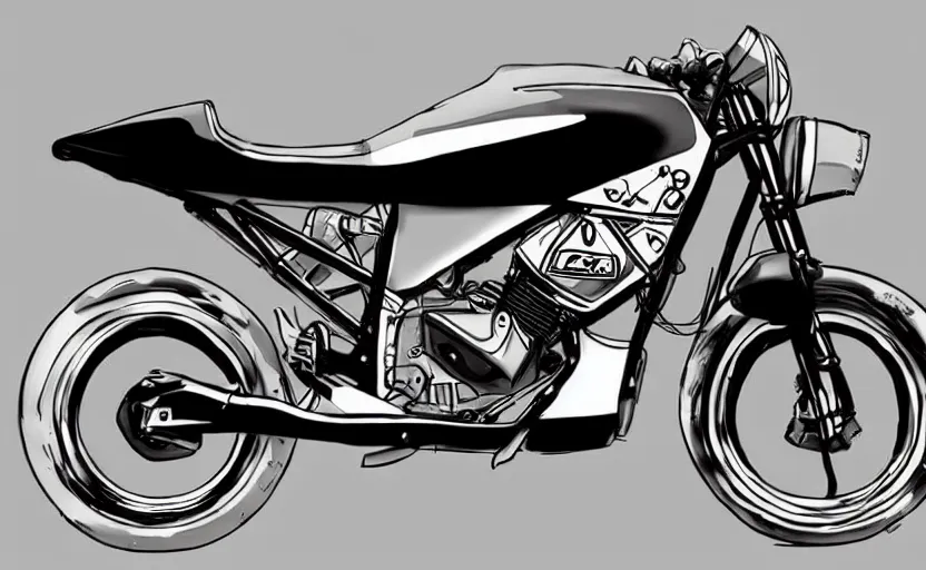 Image similar to 1 9 7 0 s suzuki streetfighter motorcycle concept, sketch, art,