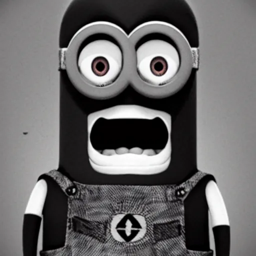 Image similar to old creepy black and white photograph of a minion