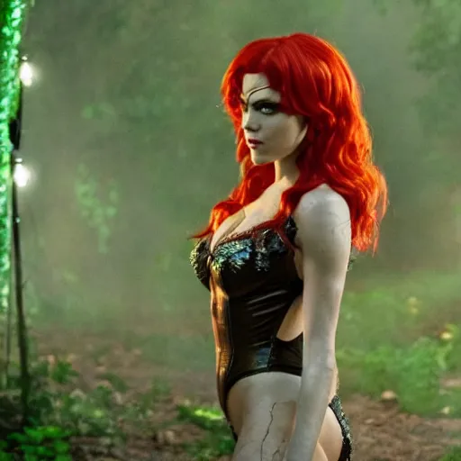 Prompt: stunning awe inspiring meagan fox as poison ivy, movie still 8 k hdr atmospheric lighting