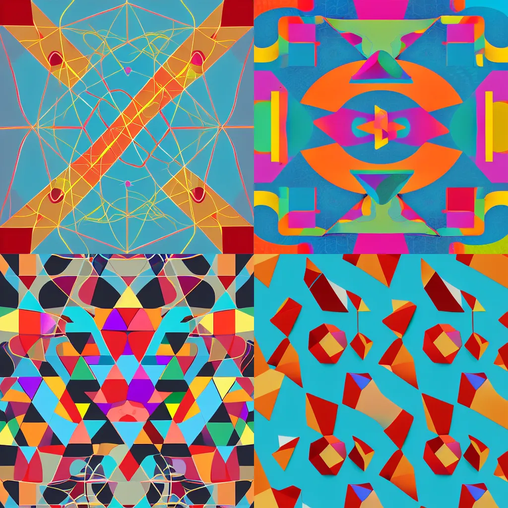 Prompt: illustration of abstract happy geometric shapes, society6