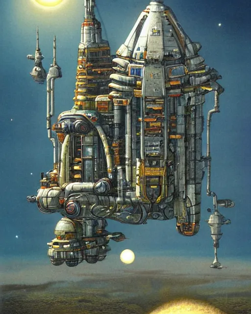 Prompt: pipe organ spaceship, hyper realistic, fantasy art, in the style of chris foss, intricate, hyper detailed, smooth