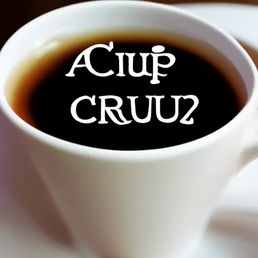 Image similar to a cup with the word'crumb'on it