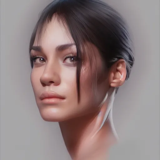 Image similar to stunning hyper realistic portrait of a woman who looks like Devin valencia, trending on artstation, WLOP, cinematic, real, artgerm