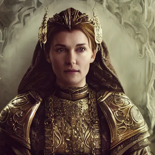 Image similar to the elder scrolls vi, charismatic gracious humble regal brunette female jarl, portrait, throne room, atmospheric lighting, painted, intricate, volumetric lighting, beautiful, daytime, sunny weather, slight overcast, sharp focus, deep colours, ultra detailed, by leesha hannigan, ross tran, thierry doizon, kai carpenter, ignacio fernandez rios