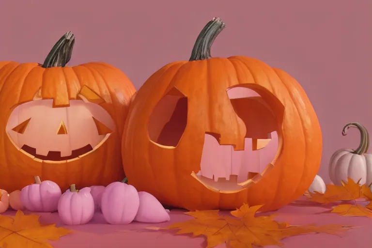 Image similar to a cute antropomorphic pumpkin, soft texture, pastel colours, colorful, cute, pixar animation style, detailed, soft light, octane render, 4 k