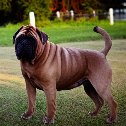 Prompt: sunset colored bullmastiff