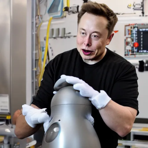 Prompt: elon musk making a mickey mouse robot