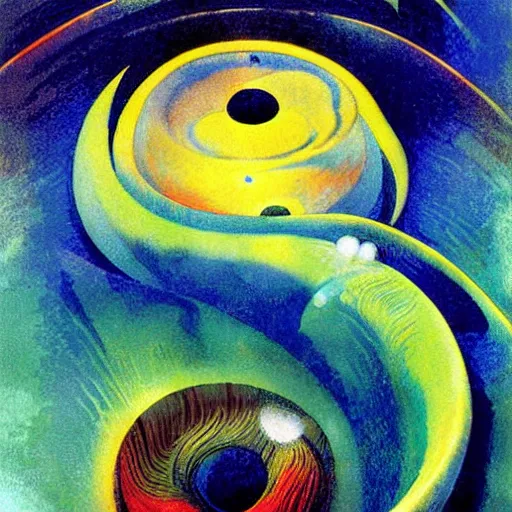 Image similar to colorful by martiros saryan, by jean - baptiste monge. a beautiful digital art of a black hole consuming a star.