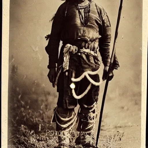 Image similar to old antique photo of an apache warrior