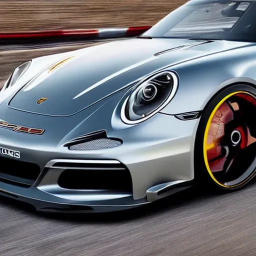 Image similar to concept for a german muscle car inspired by a Porsche 911 Turbo S