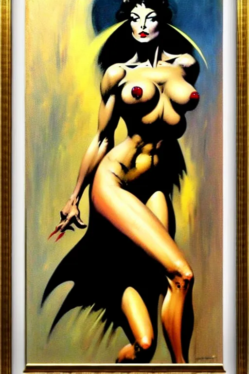 Image similar to beautiful woman by frank frazetta painted over a print of abstract suprematic painting