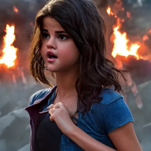 Image similar to High quality movie still of Selena Gomez in Michael Bay's Transformers