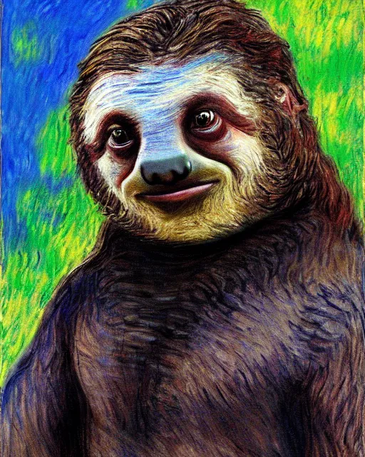 Prompt: Sloth from the Goonies in the style of Claude Monet