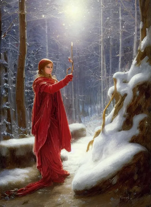 Image similar to a mage casting a frost spell by emile munier