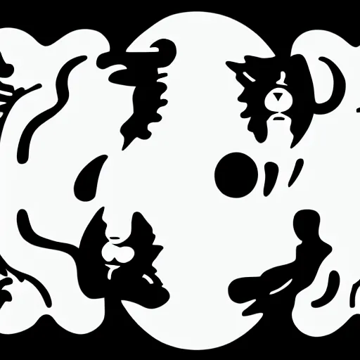 Image similar to white ape, black horse, yin Yang