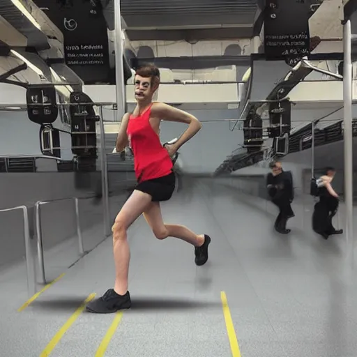 Prompt: train with human face and legs, hyper realistic