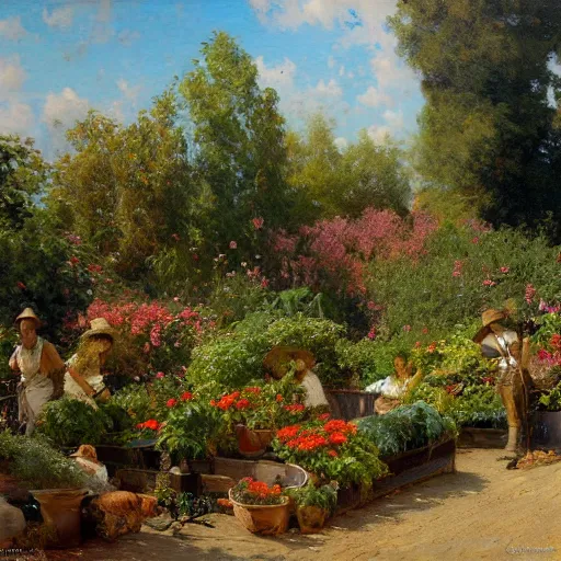 Prompt: highly detailed vegetable garden, lots of leaves, fence line, highly detailed painting by gaston bussiere, craig mullins, j. c. leyendecker, 8 k