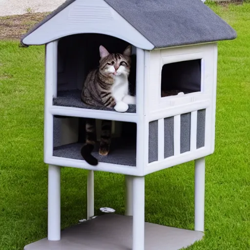 Prompt: photo of a cat house